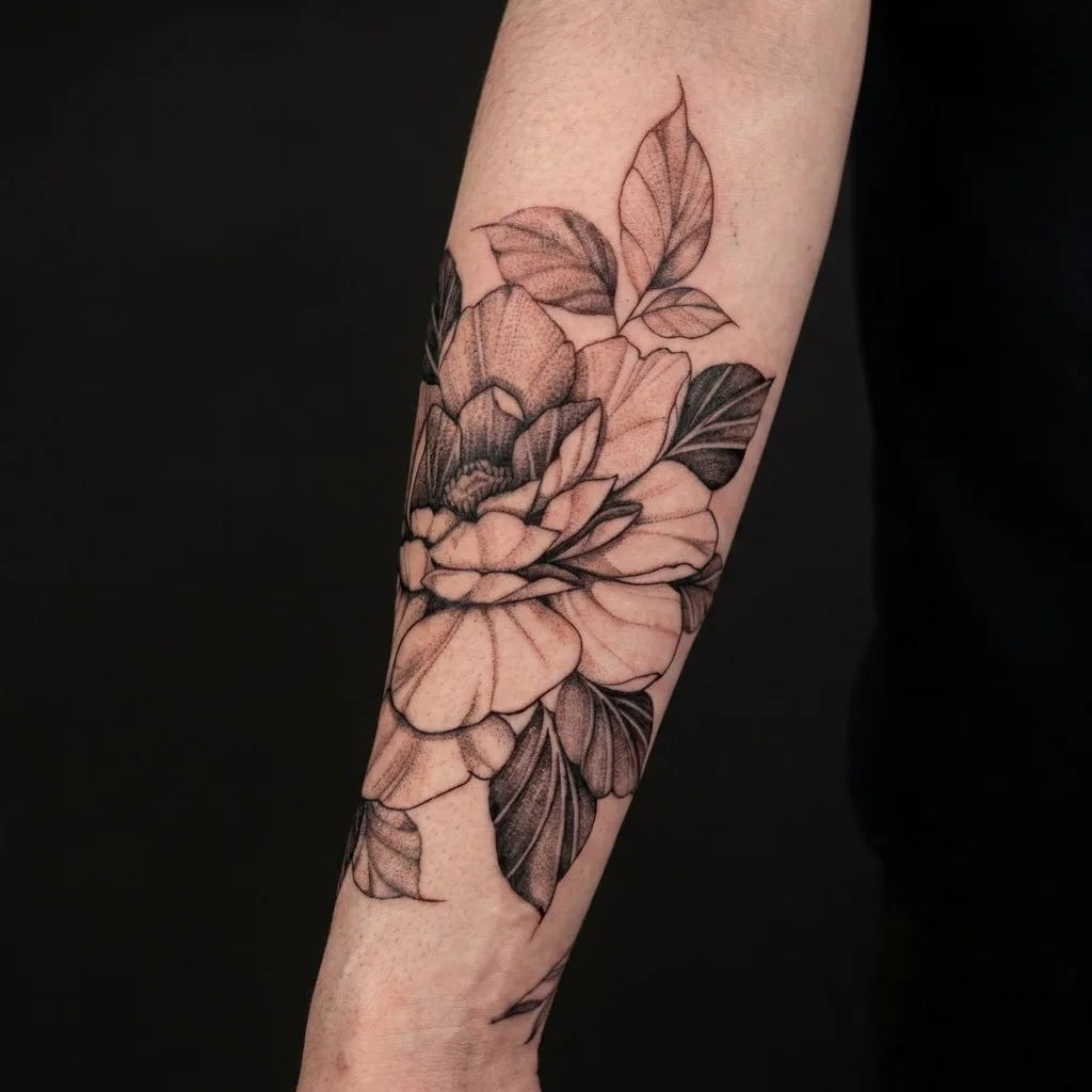 Blomster og linework · Forearm · 30 cm · 1 økter