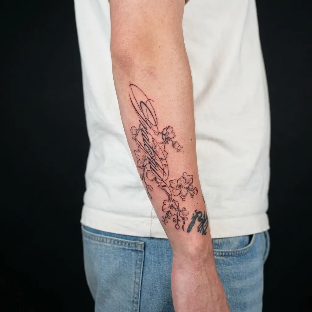 Blackwork & script / Blomster og linework